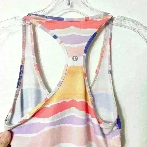LULULEMON ATHLETICA BEACH STRIPE COOL RACERBACK PURPLE MULTICOLOR WOMEN TANK 6 - Picture 3 of 5